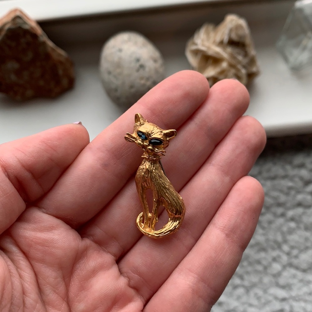 Gold cat brooch
